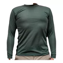 Buzo Deportivo Camiseta Larga Gym Lycra Militar Malla Verde