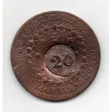 80 Reis 1833g 24t C. Carimbo De 20 