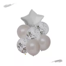 Kit 7 Balões Bexigas Festa Flutua Estrela Ano Novo Decoração