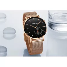 Relógio Masculino Dourado Social Luxo Analógico + Pulseira Cor Do Fundo Preto