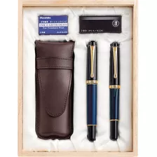 Conjunto De Caneta Pincel E Caneta Tinteiro Luxo Japão Cor Da Tinta Azul/preto/preto Cor Do Exterior Azul