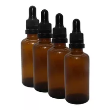 100 Frasco Gotejador Conta Gota Vidro Âmbar 30ml Tampa Preta