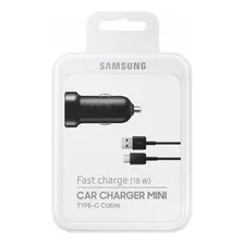 Mini Cargador Samsung Color Negro, Carga Rápida Para Auto 