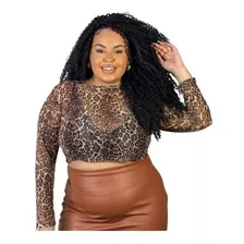 Cropped Plus Size Animal Print Cintura Grande Tule Atéxg Ct1