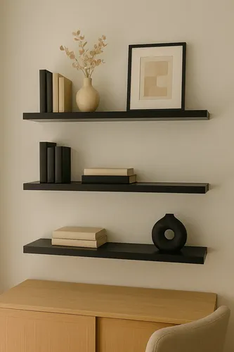 3 Prateleira Mdf 25x10 + Suporte Flutuante Banheiro Decorar