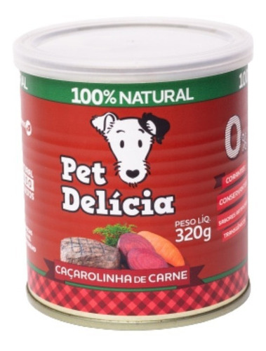 Alimento Pet Delícia Receitas Clássicas Para Cachorro Todos Os Tamanhos Sabor Caçarolinha De Carne Em Lata De 320g