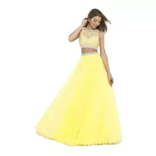 Vestido 15 Años 3 Piezas Amarillo Bordado