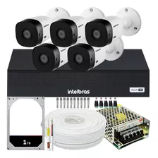 Kit Cftv 5 Cameras Full Hd Vhl 1220 Dvr Intelbras 3008-c 1tb