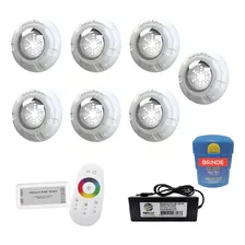 Kit Led Piscina 112m² - 7 Leds 9w, 1 Módulo Rgb + Fonte