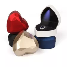 Caja De Anillo En Forma De Corazon Con Luz Led