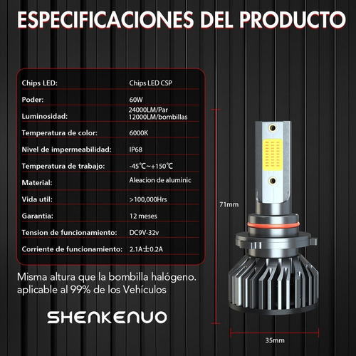 12000lm Faro Led Luz Alta Y Baja Para Chevy Cavalier 95-1999 Foto 5