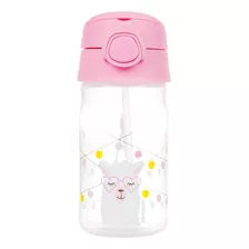 Copo Infantil Antivazamento Menina Canudo Silicone 370ml