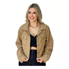 Jaqueta Feminina Aveludada Moderna Blusa Casaco Aberto Moda