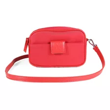 Bolsa Crossbody Cloe Para Mujer Nylon Con Broche Magnético Color Rojo