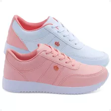 Kit 2 Pares Tenis Feminina Casual Fxb Confortável Leve 2217