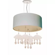 Lustre Pendente Infantil Nuvens Com Cúpula 50x15 Azul Bebê