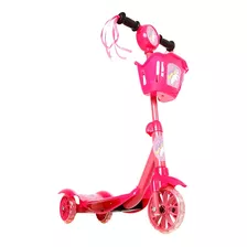 Brinquedo Patinete Scooter Unicórnio 3 Rodas Com Cesta Luz