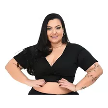 Top Cropped Cruzado Transpassado Plus Size Barato