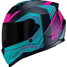 Capacete Moto Race Tech Sector Exilio Preto Fosco Rosa Verde