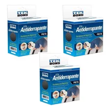 Kit C/3 Fita Antiderrapante Lixa Autoadesiva Preto 50x5m 