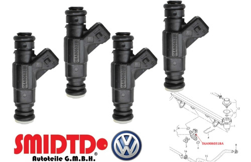 4 Inyectores De Gasolina Vw Jetta A4 2.0l 99-05 Smidtd Negro Foto 3