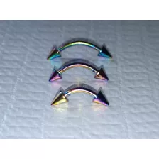 Set De 3 Piercings Para Ceja Tornasol Picos Acero Quirúrgico