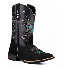 Bota Texana Feminina Bordada Cano Longo 