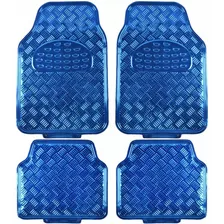 Cubre Alfombras Metalizadas Tuning 4 Piezas Rojo Azul Plata