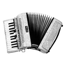 Acordeon 26 Teclas 48 Baixos Benson Branco Pérola Com Case