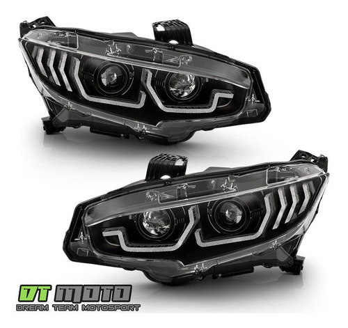 Par Faros Negro Interior Led Honda Civic Si 2018 1.5l Foto 3