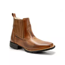 Botina Bota Bico Quadrado Country Masculina Couro Texana 