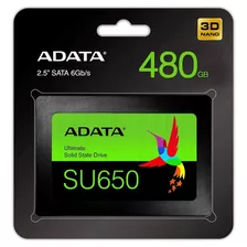 Disco Sólido Ssd Adata Ultimate Su650 480gb Sata Nand 3d Cta Color Negro