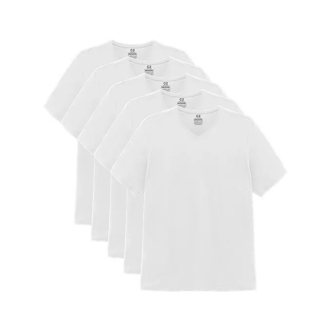 Kit Com 5 Camisetas Masculinas Plus Size Gola V Basicamente