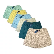 Kit 6 Shorts Pijama Algodão Camuflado Para Homens Plus Size