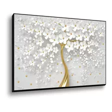 Quadro Tela Canvas Moldura Cerejeira Brancas 120x60