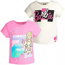 Pack De 2 Camisetas Estampadas De Barbie Little Girls, Blanc