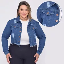 Casaco Jeans Feminino Jaqueta Curta Tamanho Grande Curve Siz