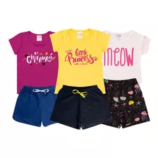 Kit 6 Peças De Roupa Infantil Menina = 3 Conjuntos