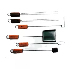 Kit Asador Set Parrillero Asado Accesorios Quebracho 65cm