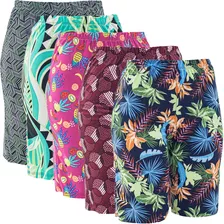 Kit 5 Bermudas Liganete Estampado Feminino Cós Alto Elástico