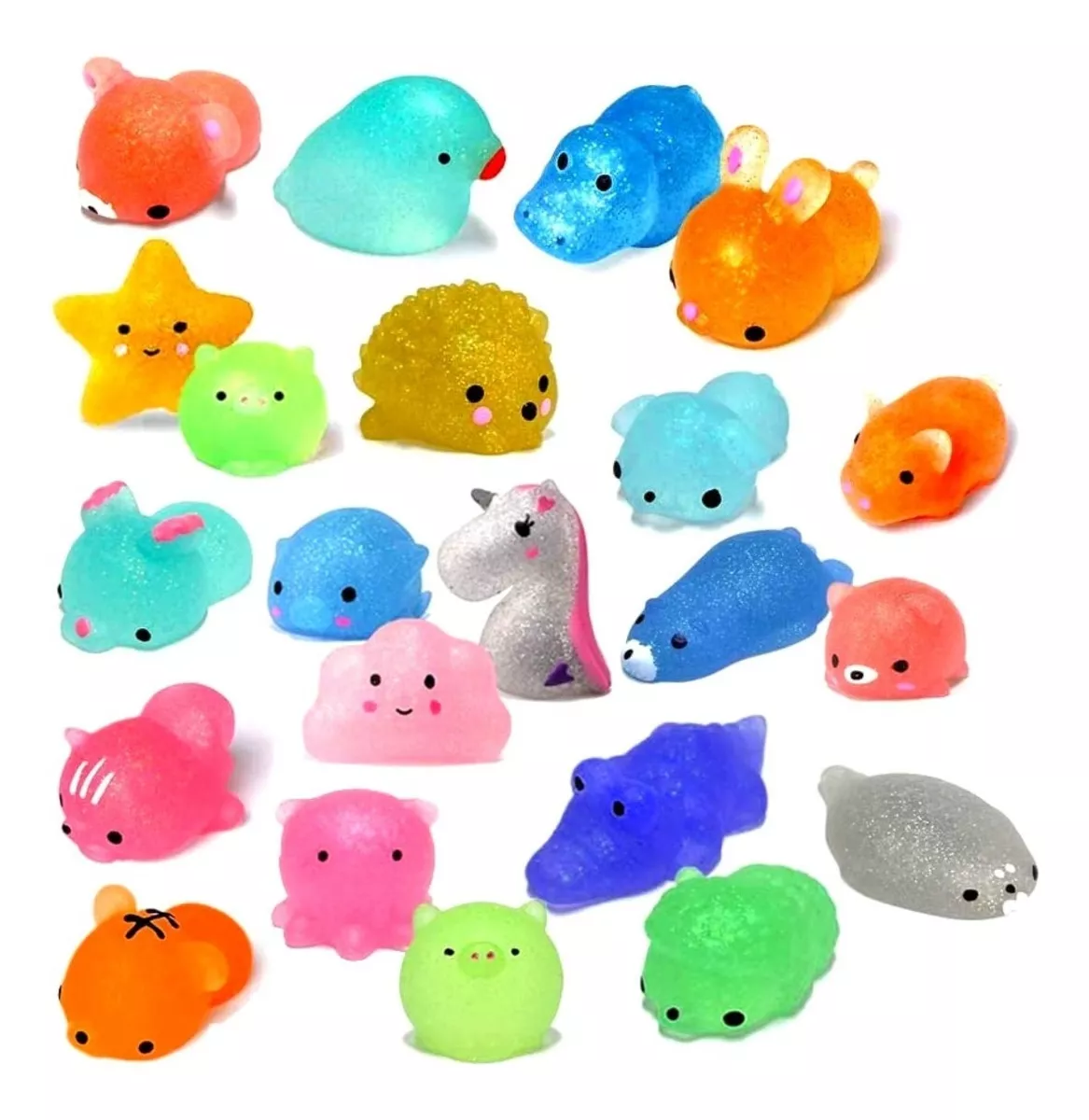 20 Squishy Moshi Glitter Mini Animales Anti Stress Brillos