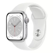 Apple Watch S8 + Cellular Prata 41mm Pulseira Sport Branco Cor Prateado Cor Da Caixa Prateado Cor Da Pulseira Branca/padrão