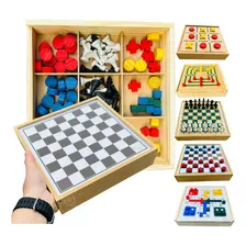 Conjunto Jogos 5x1 Dama Jogo Da Velha Ludo Trilha Xadrez