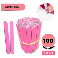 100 Lixas De Unha Mini Descartáveis Manicure Pedicure 8 Cm Cor Rosa