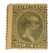 Estampilla Filipinas 2 4/8 Cs. De Peso Rey Alfonso Xiii 1892