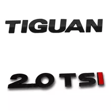 Kit Emblema Letreiro Tiguan + 2.0 Tsi Porta Mala Preto Black