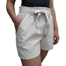 Short Feminino Cintura Alta Linho Alfaiataria Clochard