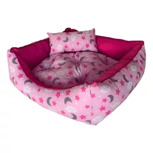 Kit Cama Pet Luxo Super Conforto Tamanho M Com Travesseiro Cor Rosa Lua