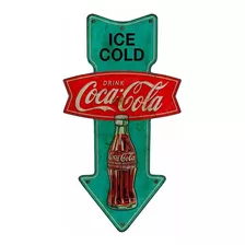 Cartel Chapa Rústica Flecha Coca Cola Vintage Vertical