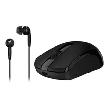 Mouse + Auricular Recargable Wireless Genius Mh-8100 1600dpi Color Negro